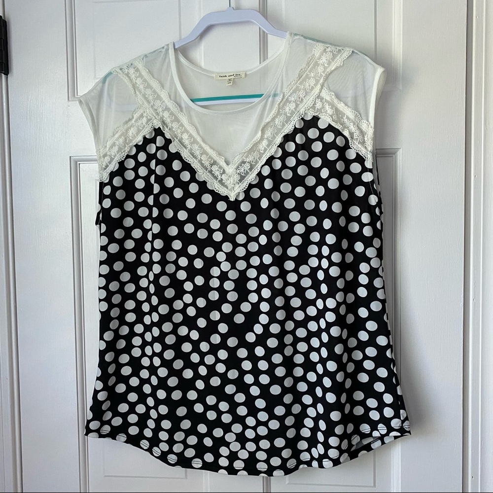 Faith and Joy mixed media blouse size 1X EUC